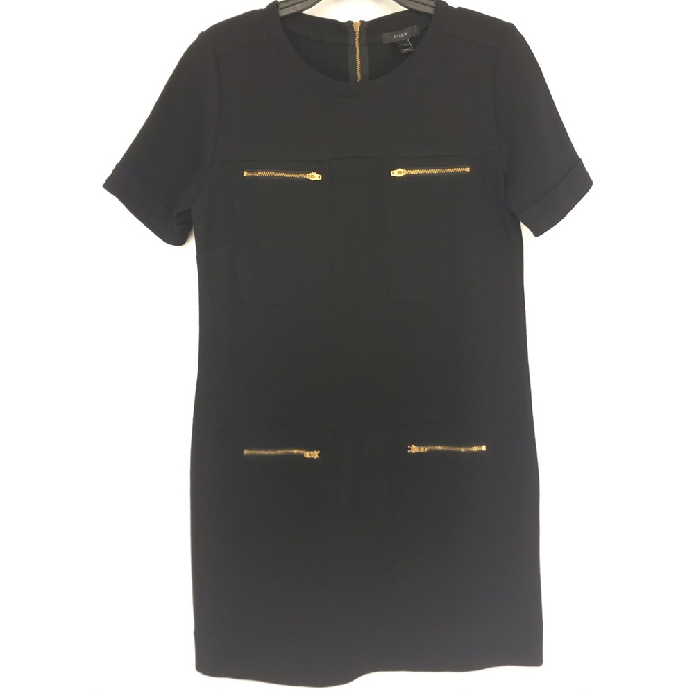 J. Crew Wool Blend Zipper Pockets Black Short Slee